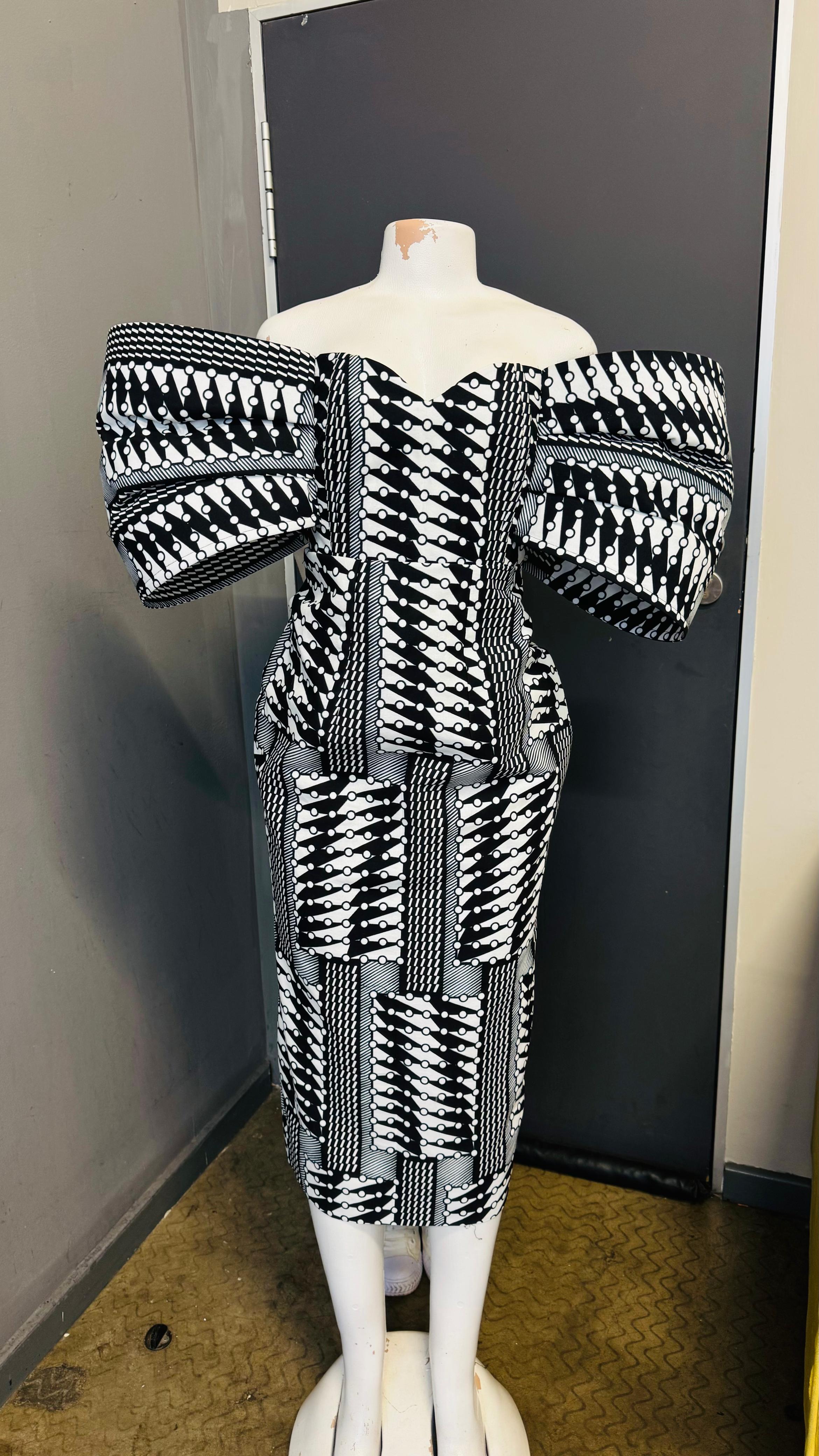 Black & White Ankara print dress