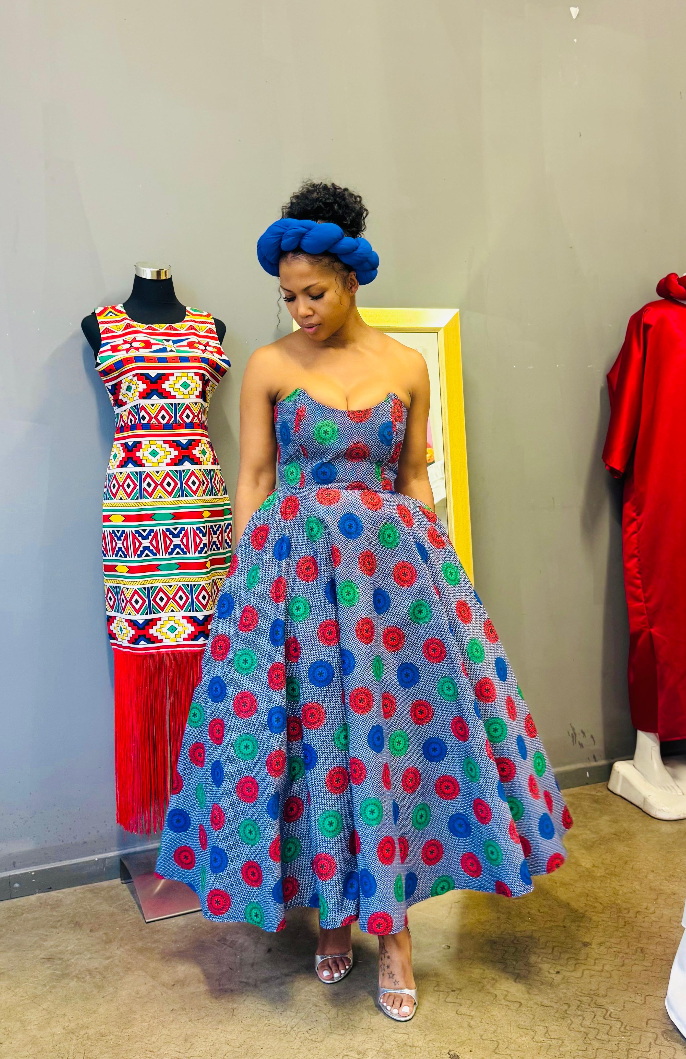 Multicoloured boobtube dress