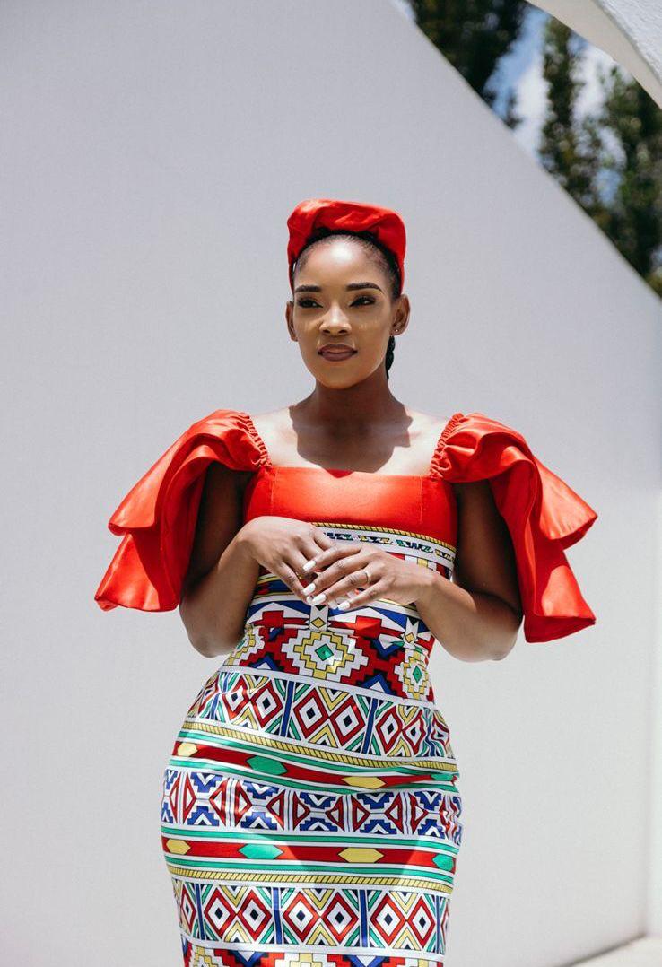 Red Ndebele Print Dress