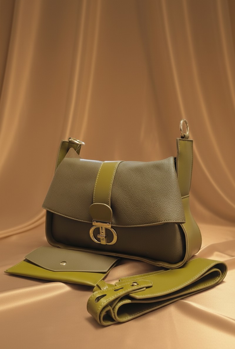 Olive Green Leather Shoulder Bag