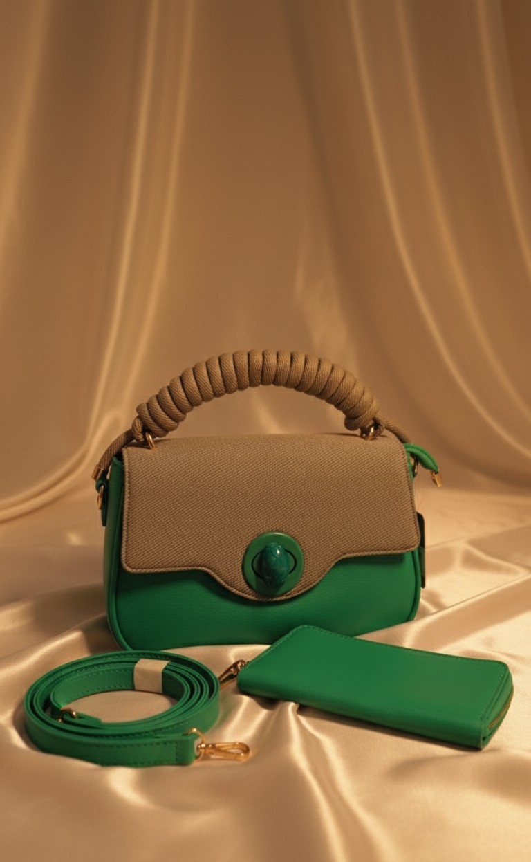Stylish Green Handbag Set