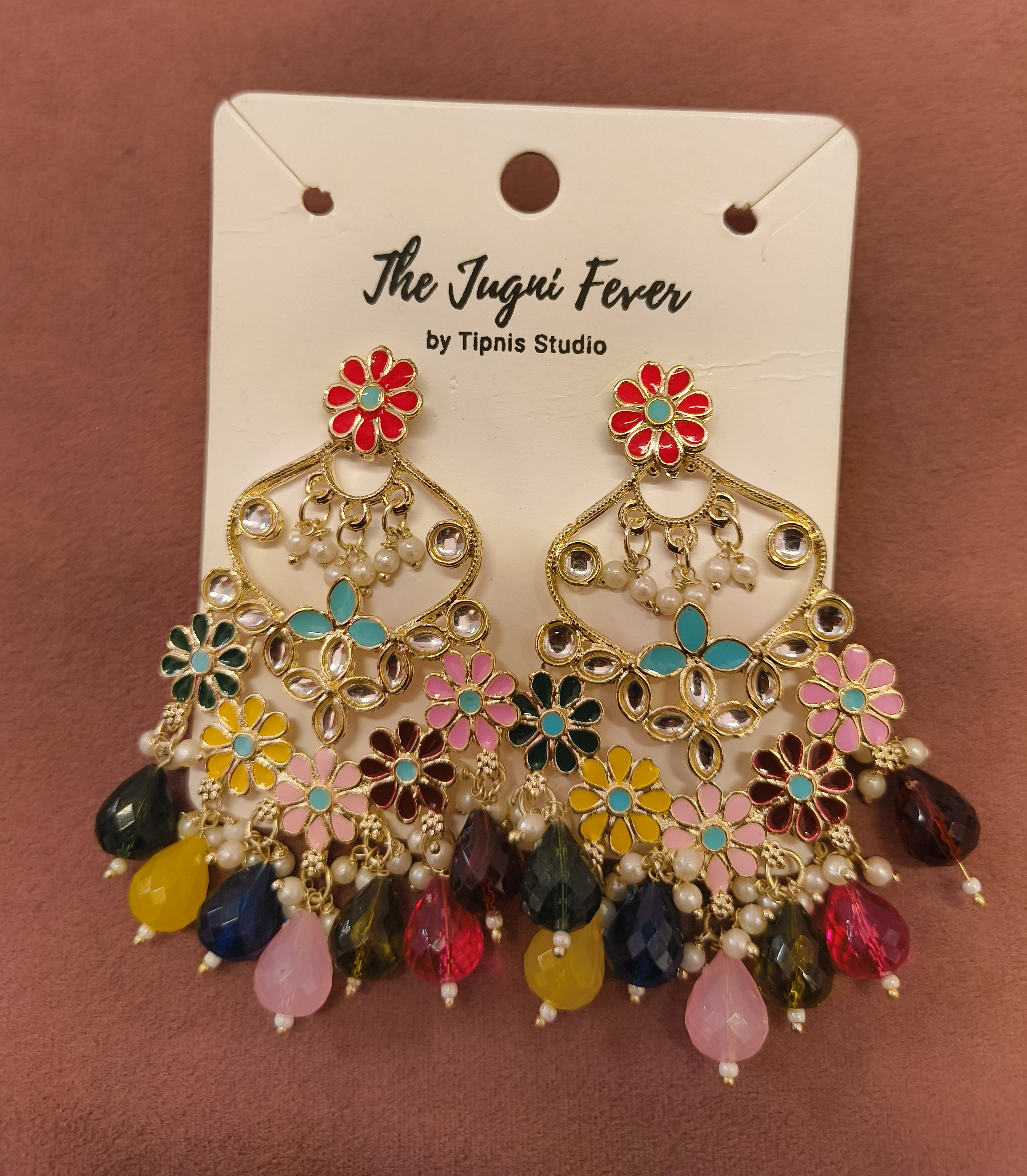 Colorful Floral Chandelier Earrings