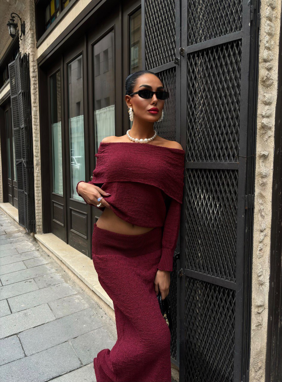 Elegant Burgundy Two-Piece Set