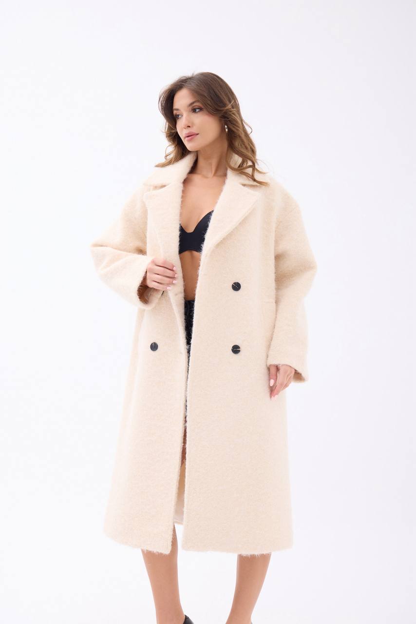 Elegant Cream Wool Coat