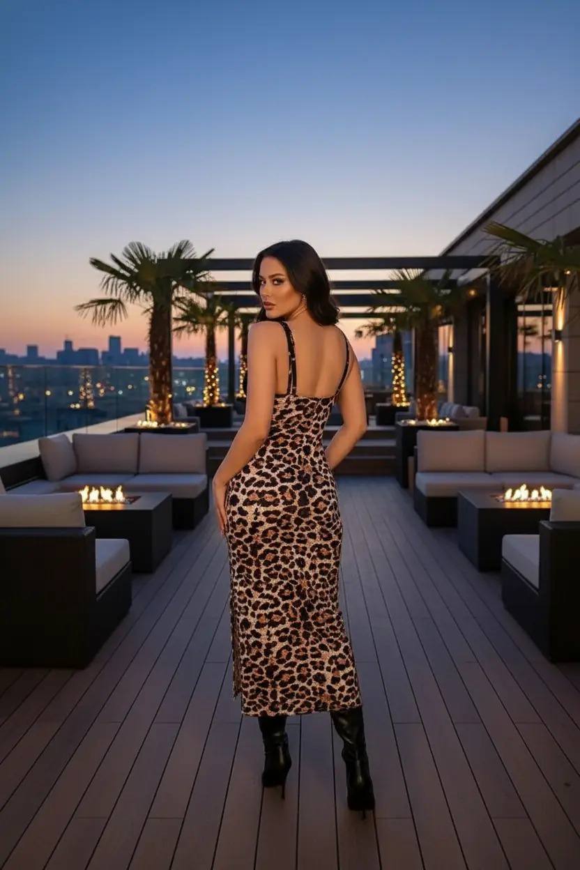 Leopard Print Evening Dress