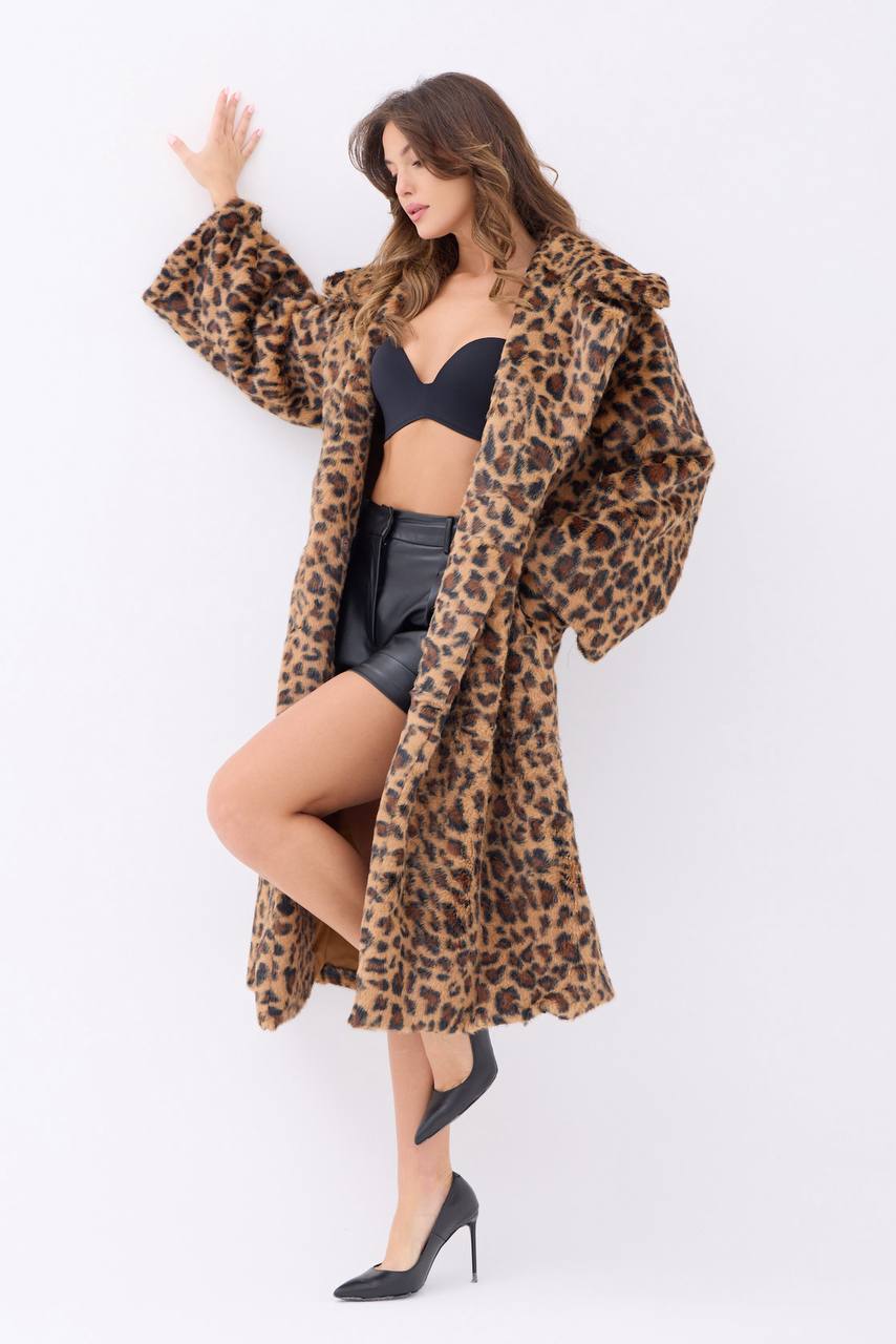 Leopard Print Faux Fur Coat