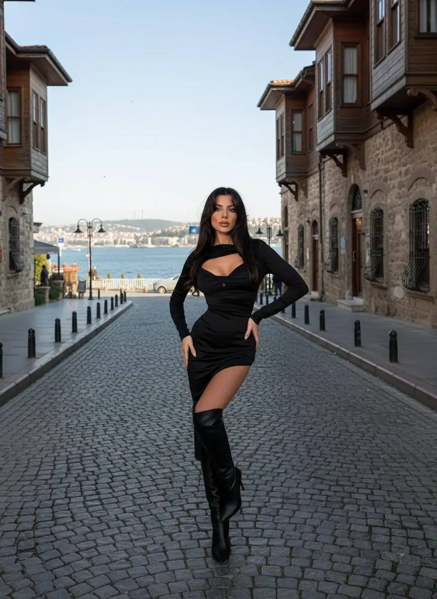 Elegant Black Cut-Out Dress