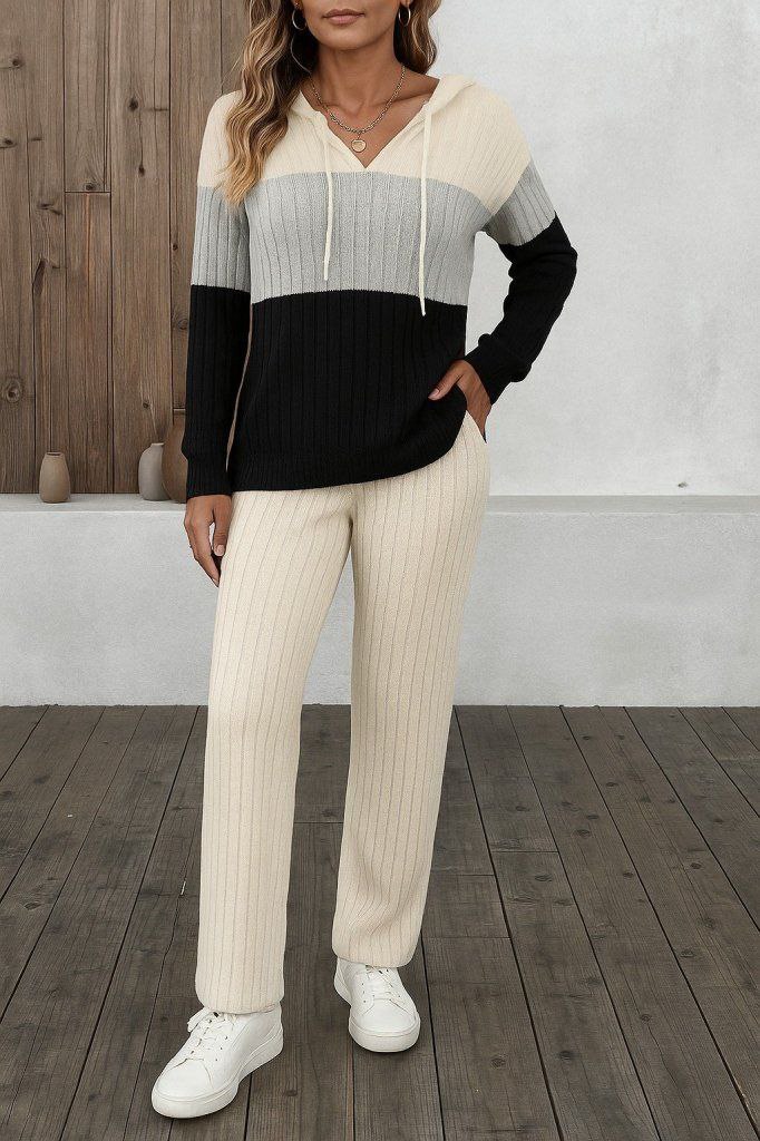 Color Block Knit Lounge Set
