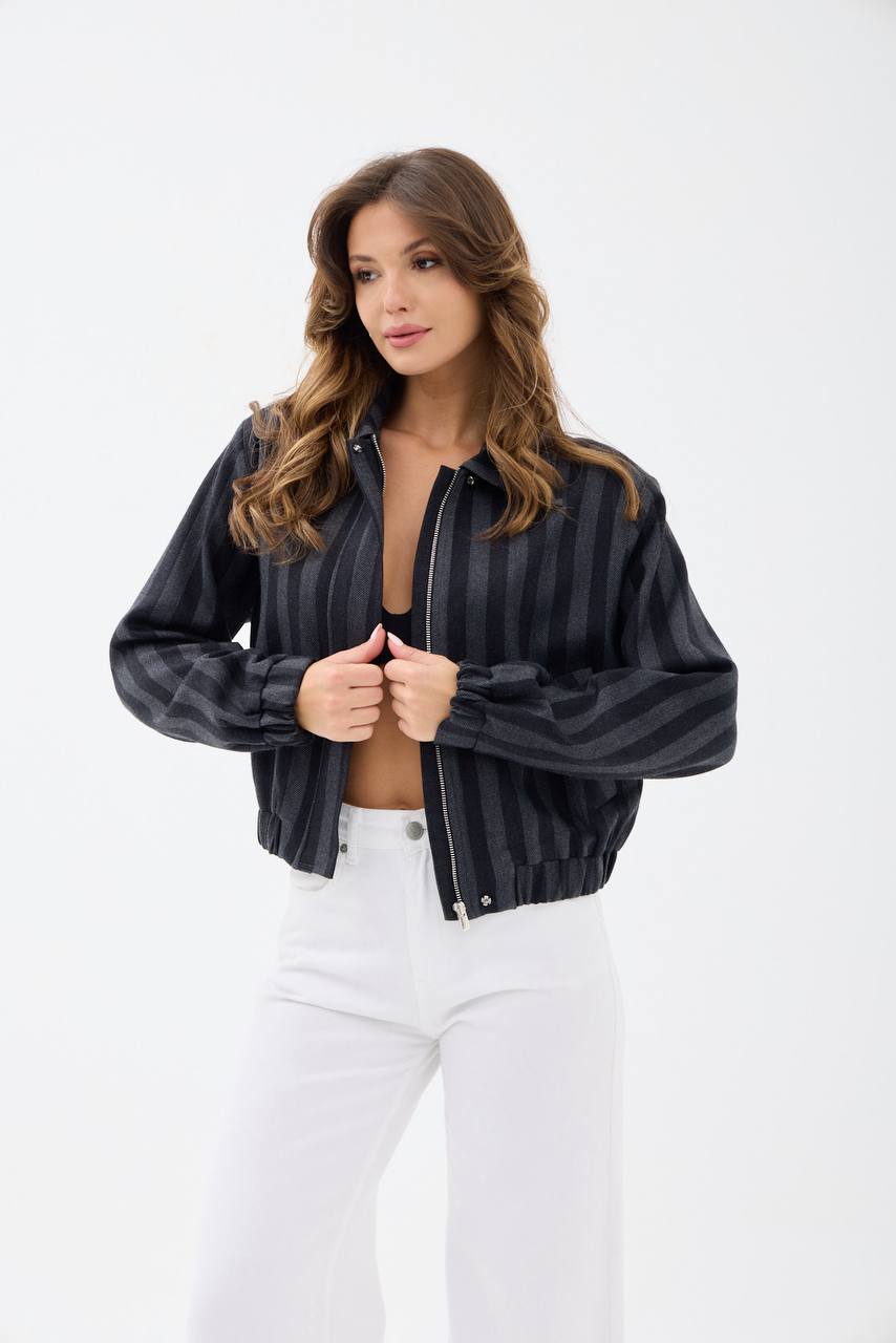 Stylish Gray Bomber Jacket