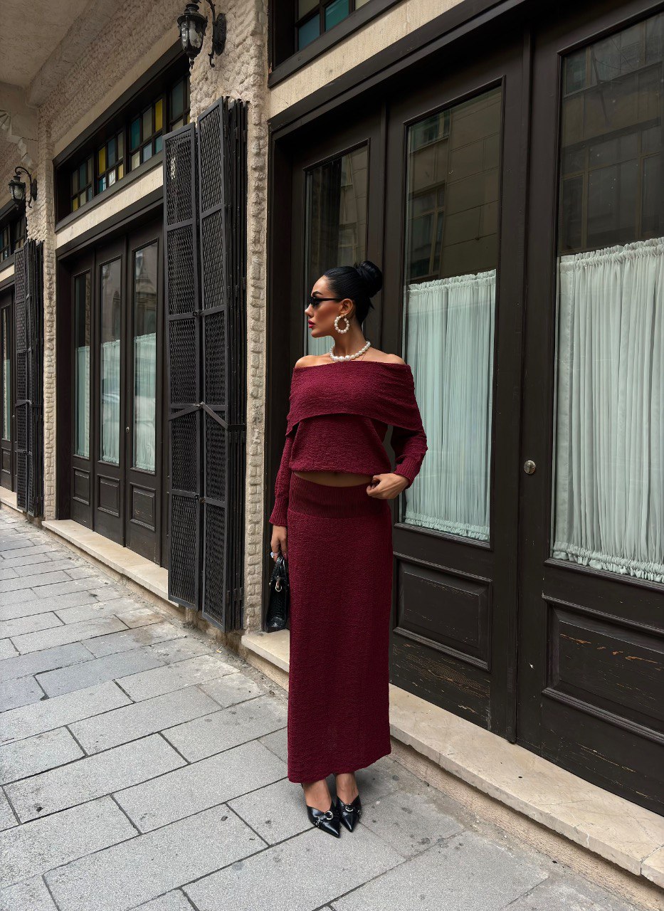 Elegant Burgundy Two-Piece Set