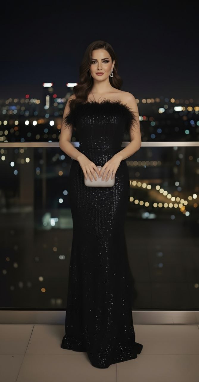 Elegant Black Sequin Evening Gown