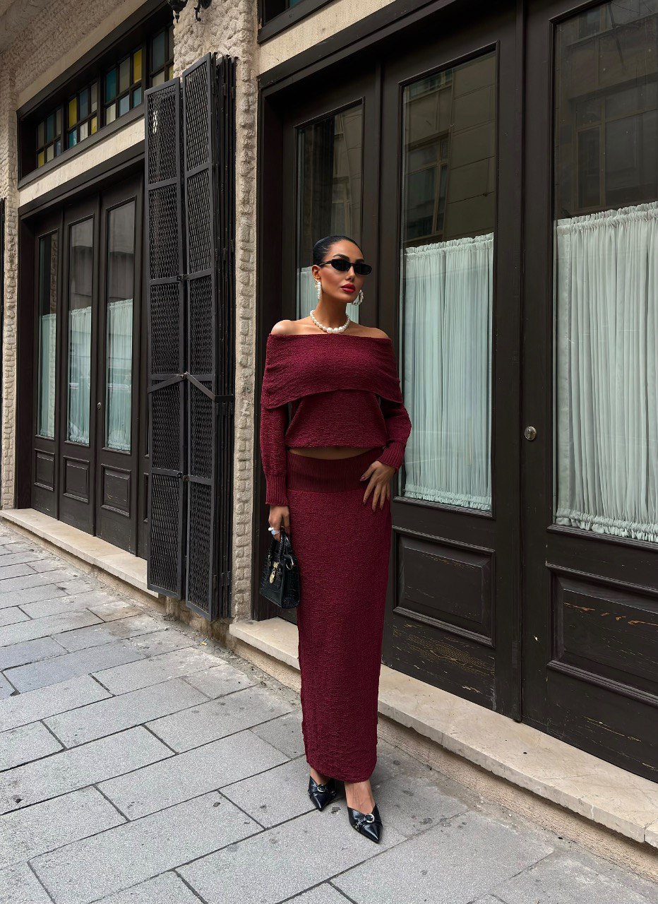 Elegant Burgundy Two-Piece Set