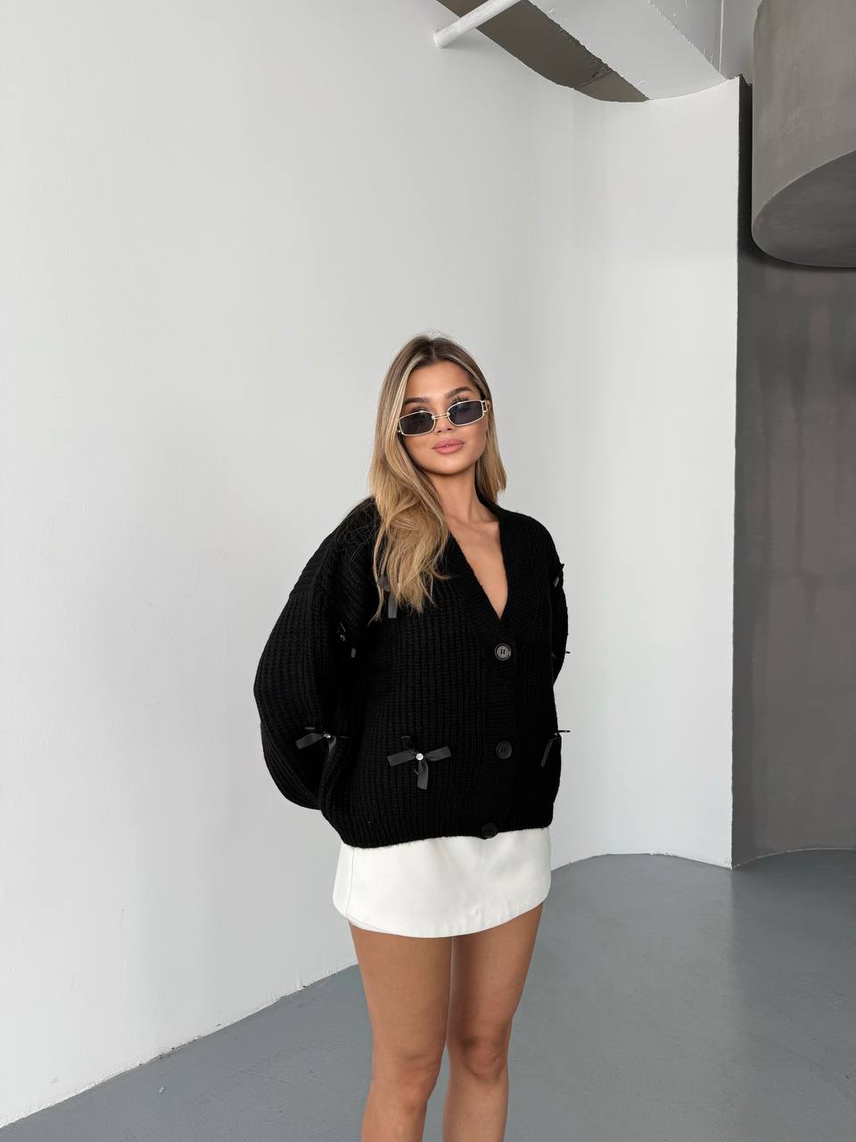 Black Ribbed Cardigan