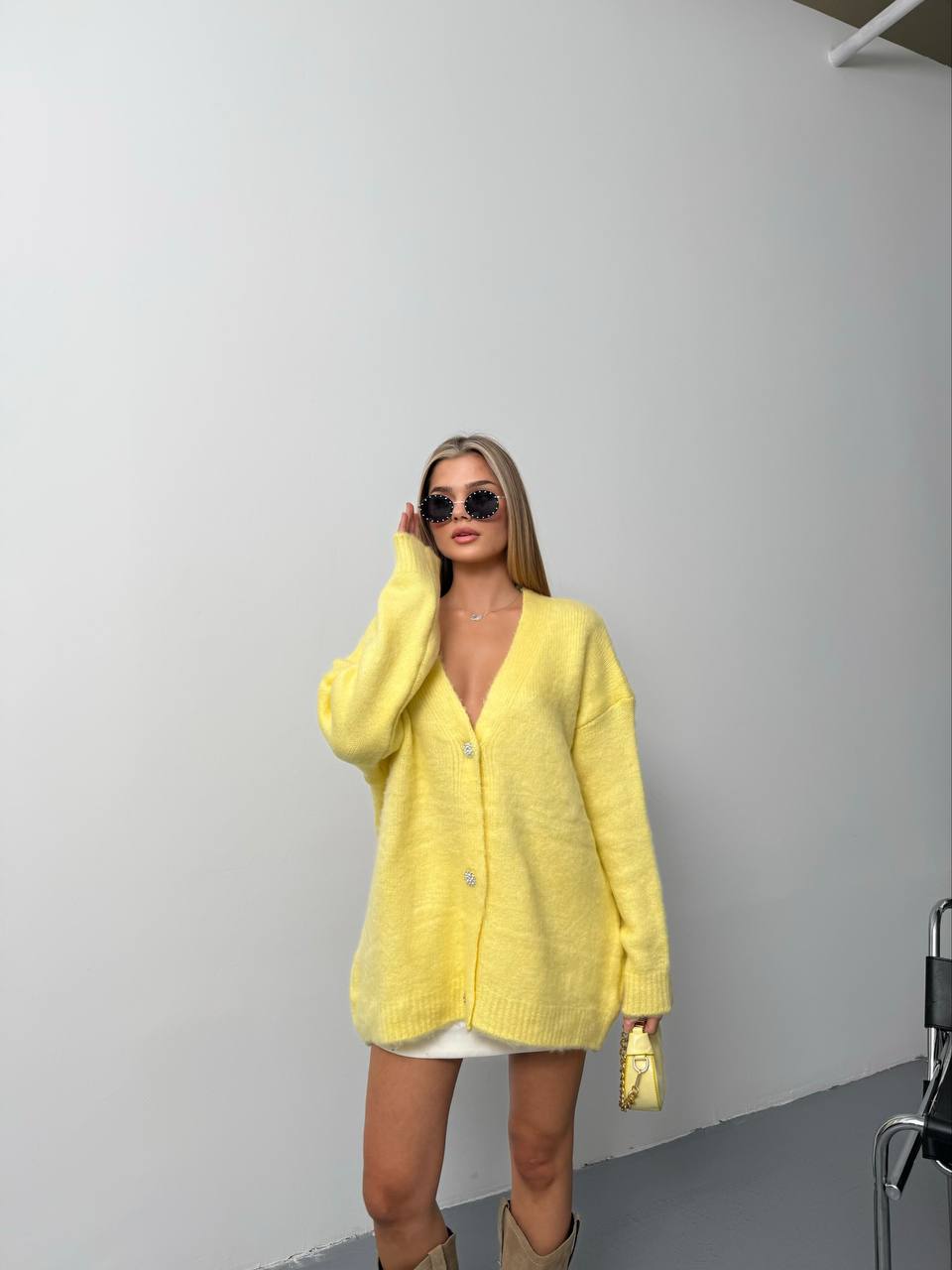 Oversized Brown Knit Cardigan