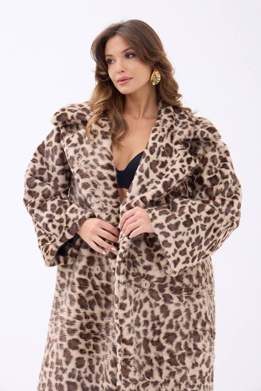 Leopard Print Faux Fur Coat