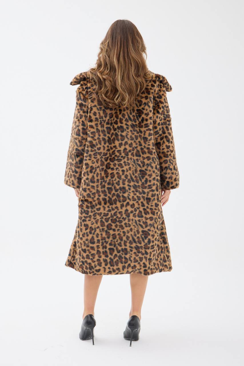 Leopard Print Faux Fur Coat