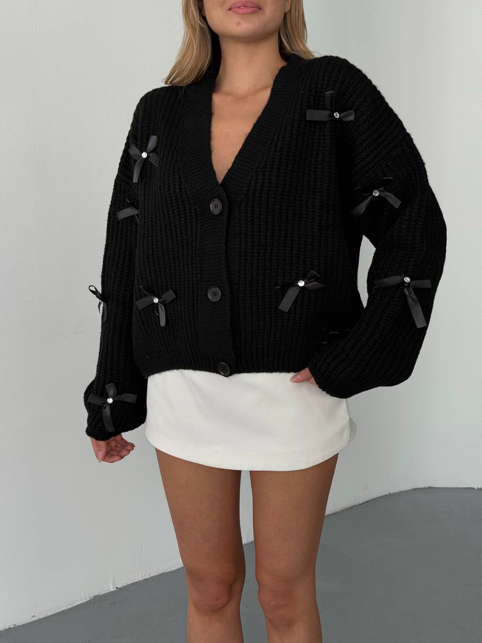 Black Ribbed Cardigan