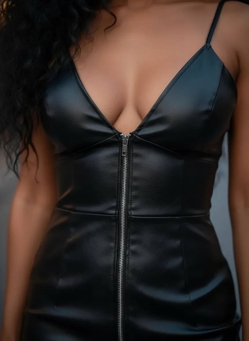 Black Faux Leather Mini Dress