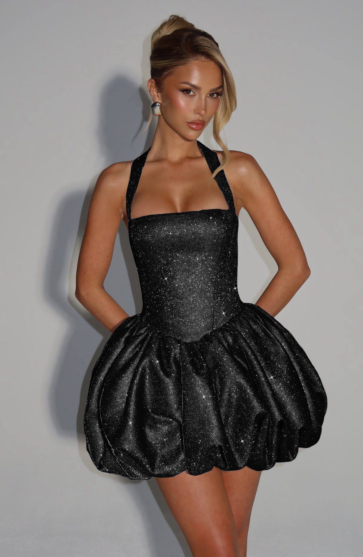 Black Sparkly Bubble Dress