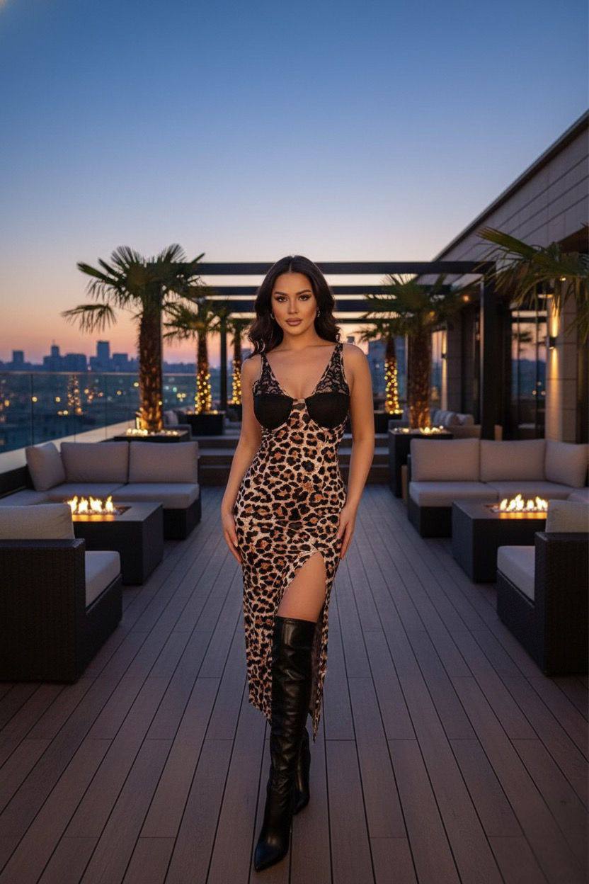 Leopard Print Evening Dress