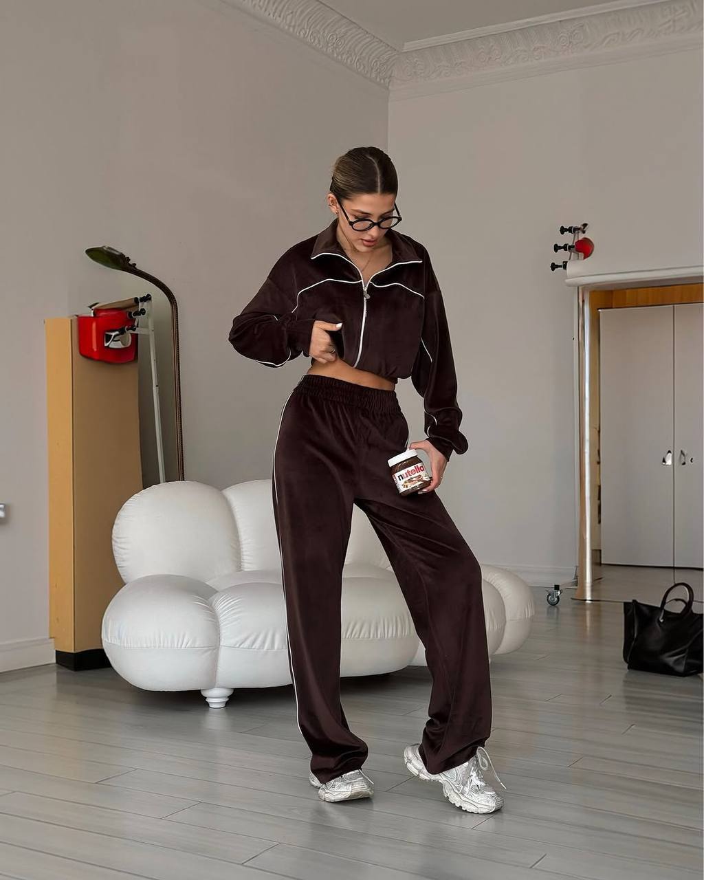 Brown Velour Tracksuit