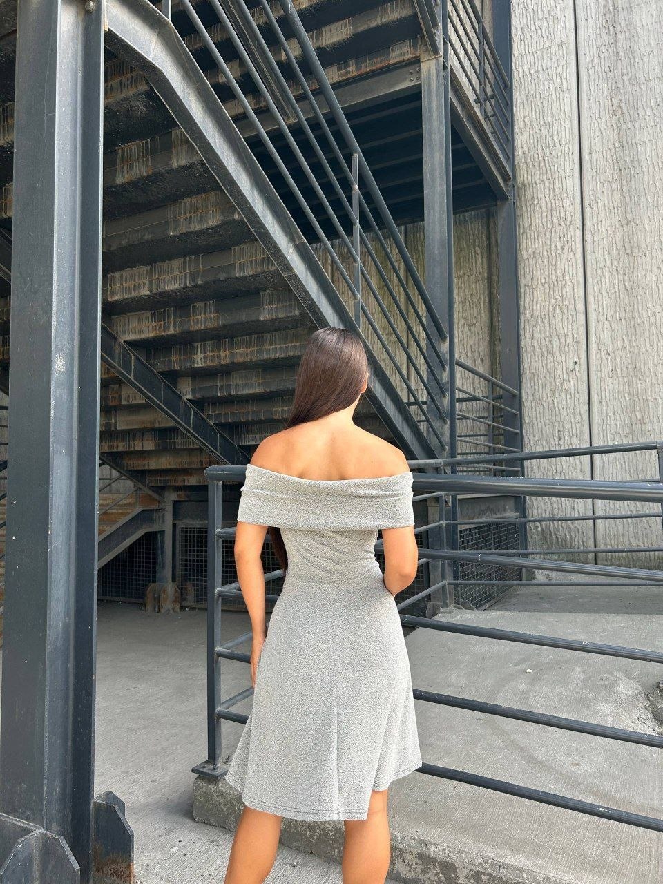 Elegant Off-Shoulder Gray Dress