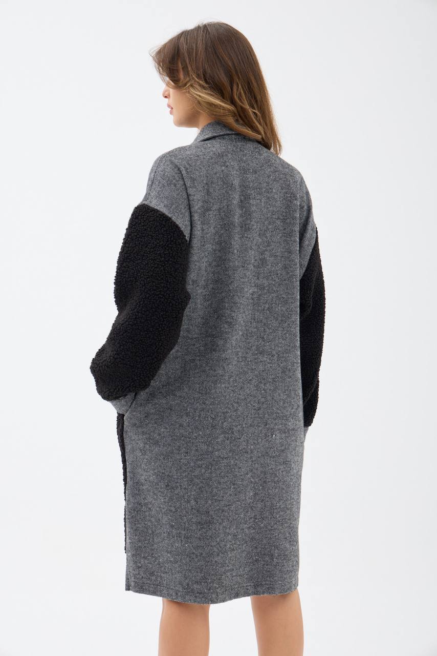 Two-tone Wool Blend Coat