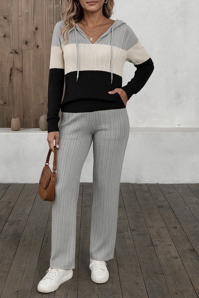 Color Block Knit Lounge Set