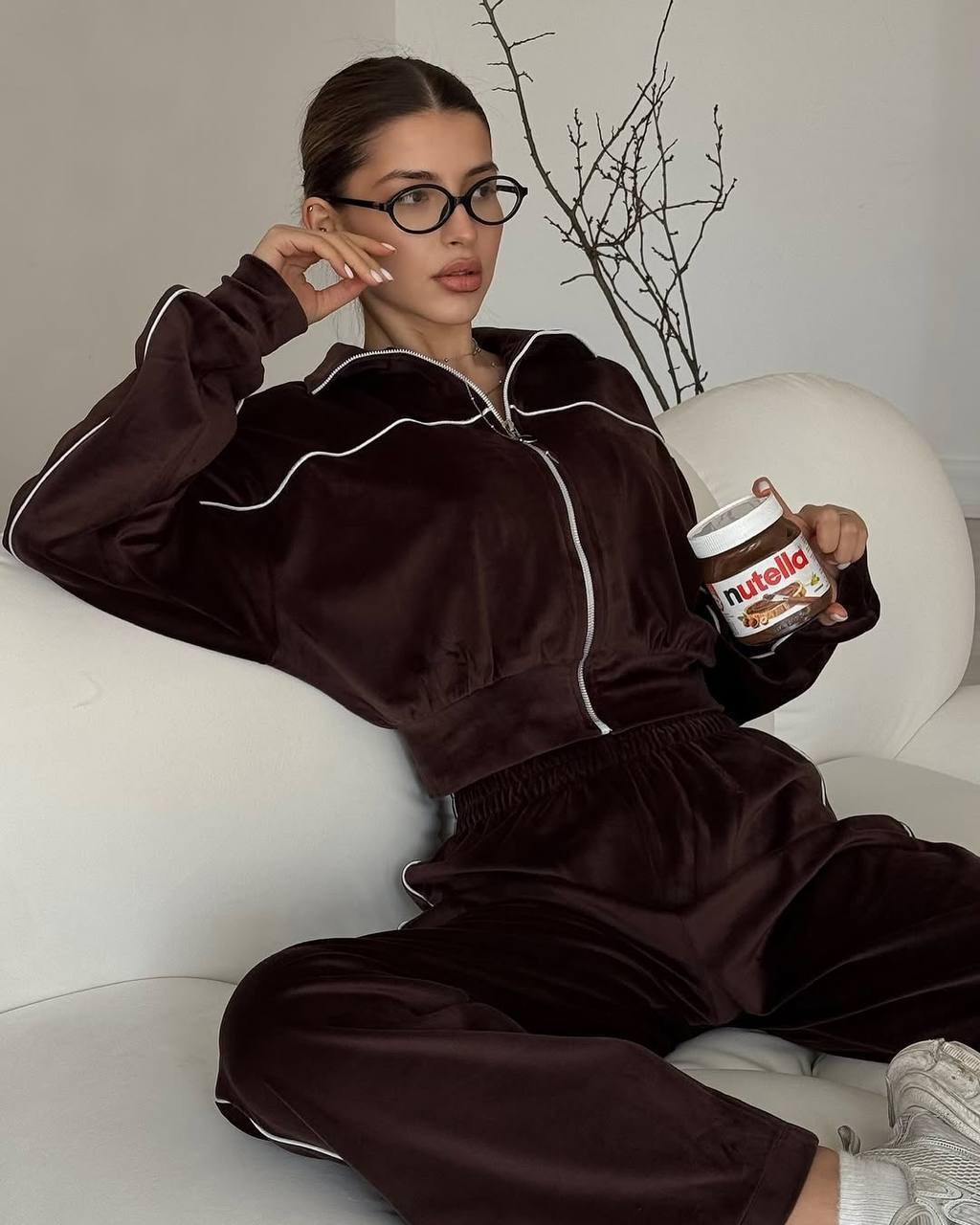 Brown Velour Tracksuit