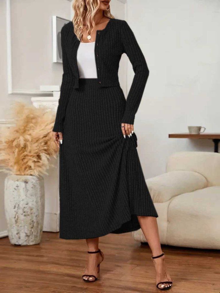 Knitted Two-Piece Skirt Set