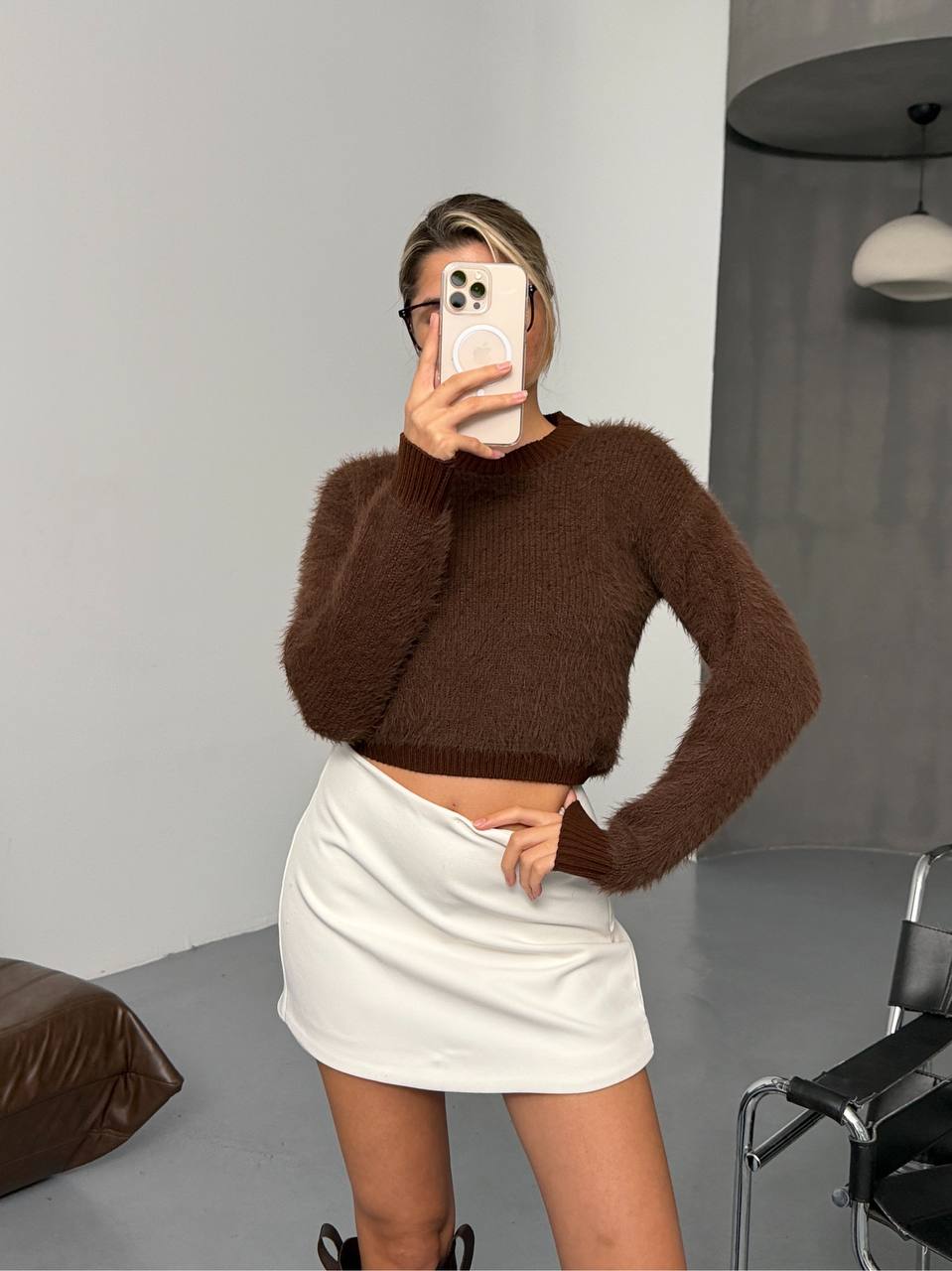 Brown Fuzzy Knit Sweater