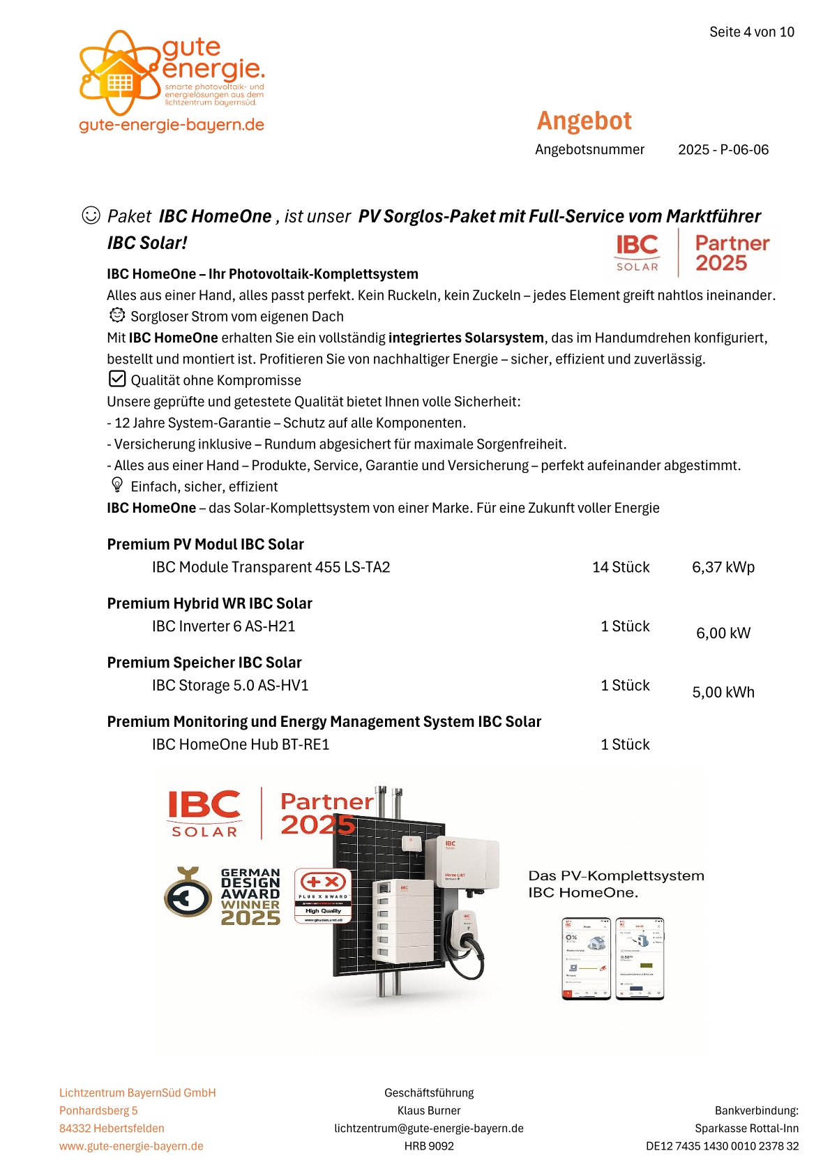 PV-Paket-Home "IBC HomeOne Photovoltaik-Komplettsystem" 6,37 kWp mit 5.0 kWh Speicher