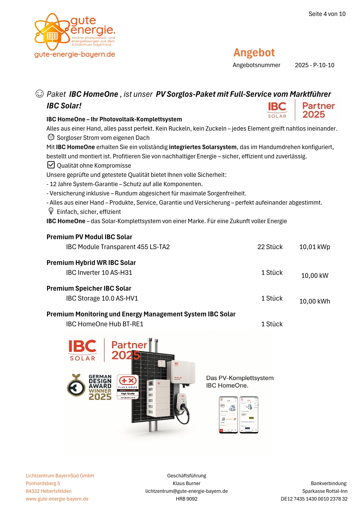 PV-Paket-Home "IBC HomeOne Photovoltaik-Komplettsystem" 10,01 kWp mit 10 kWh Speicher
