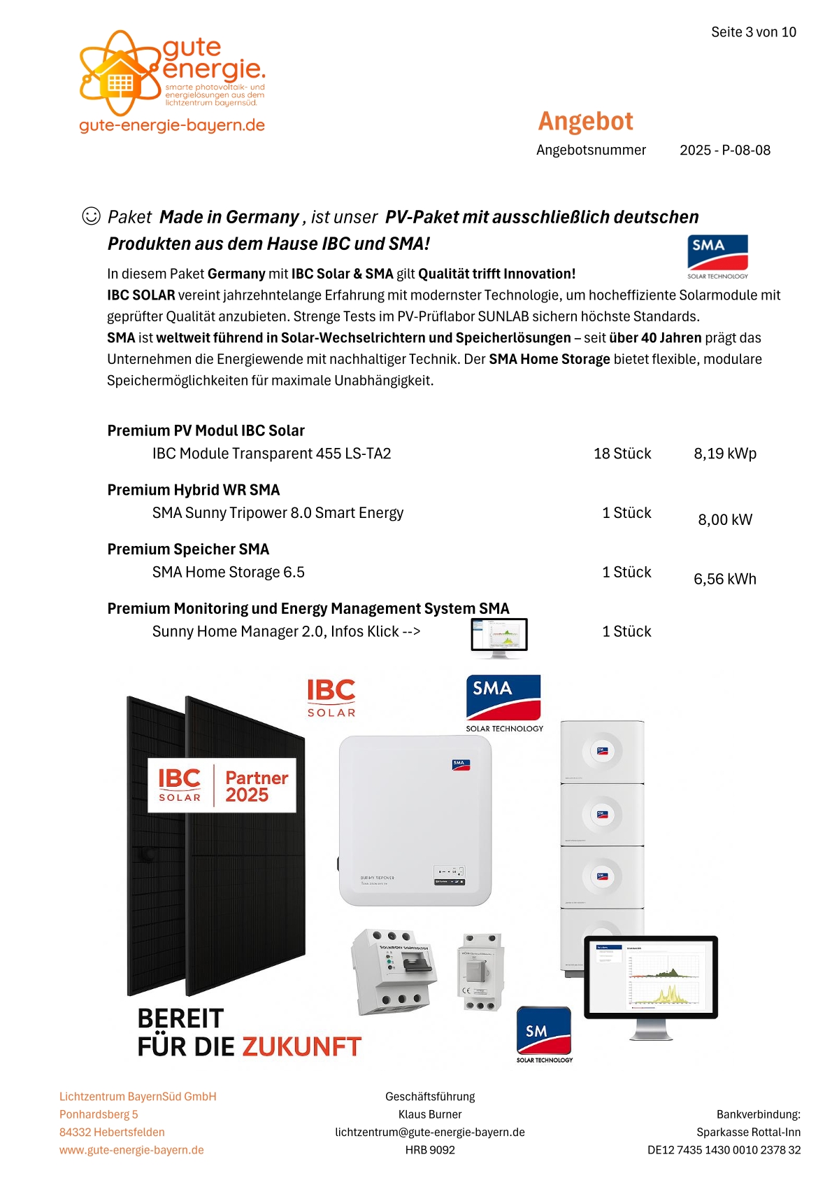 PV-Paket-Home "Made in Germany SMA & IBC" 8,19 kWp mit 6,56 kWh Speicher