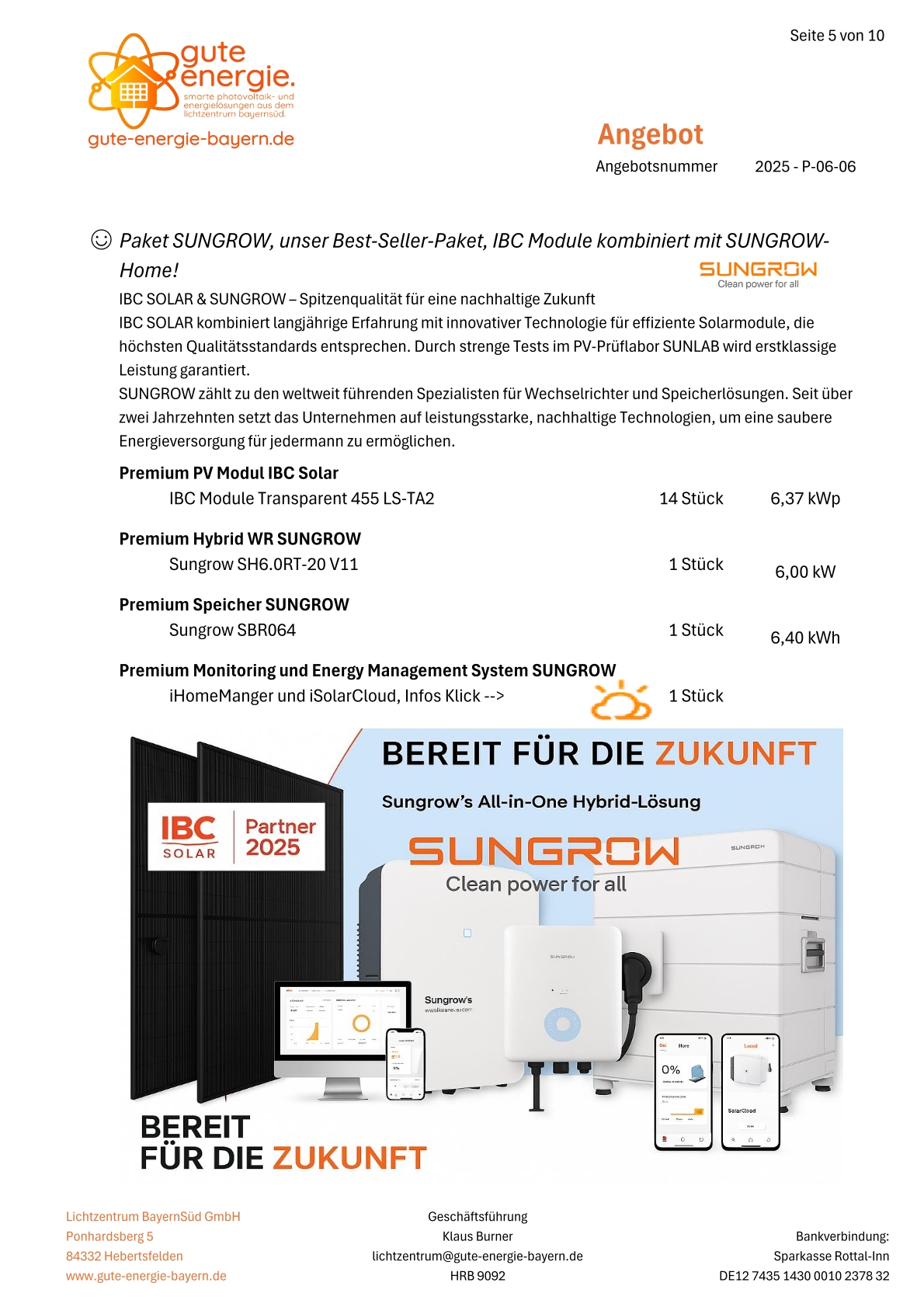 PV-Paket-Home "SUNGROW & IBC Solar" 6,37 kWp mit 6,4 kWh Speicher