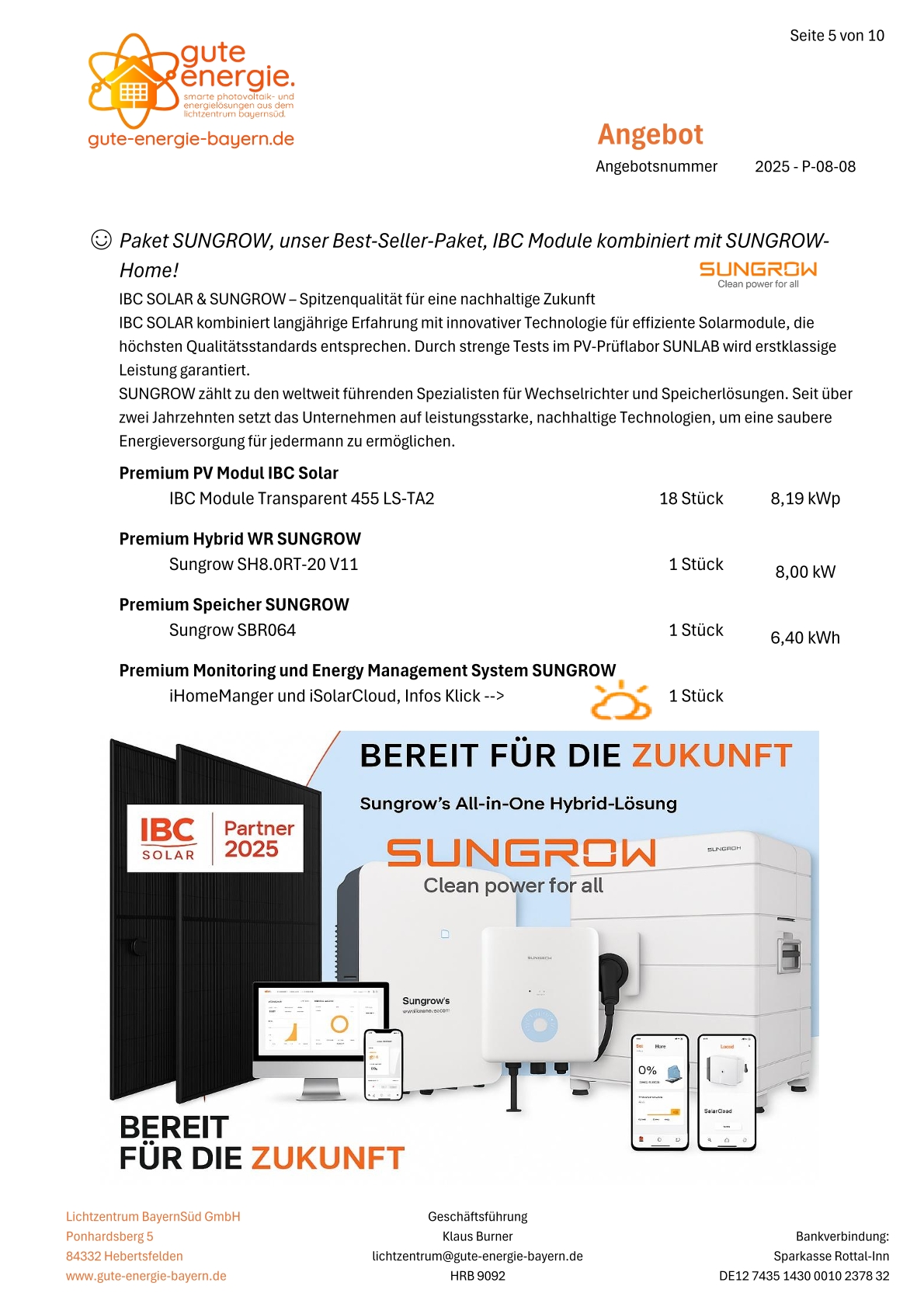 PV-Paket-Home "SUNGROW & IBC Solar" 8,19 kWp mit 6,4 kWh Speicher