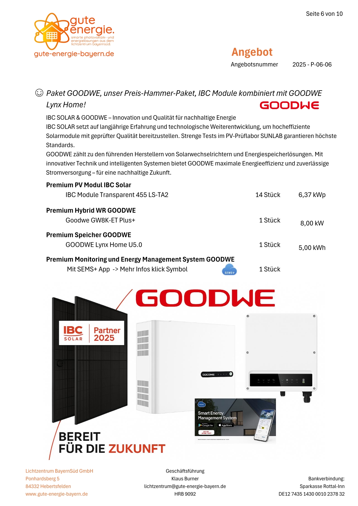 PV-Paket-Home "GOODWE & IBC Solar" 6,37 kWp mit 5,0 kWh Speicher