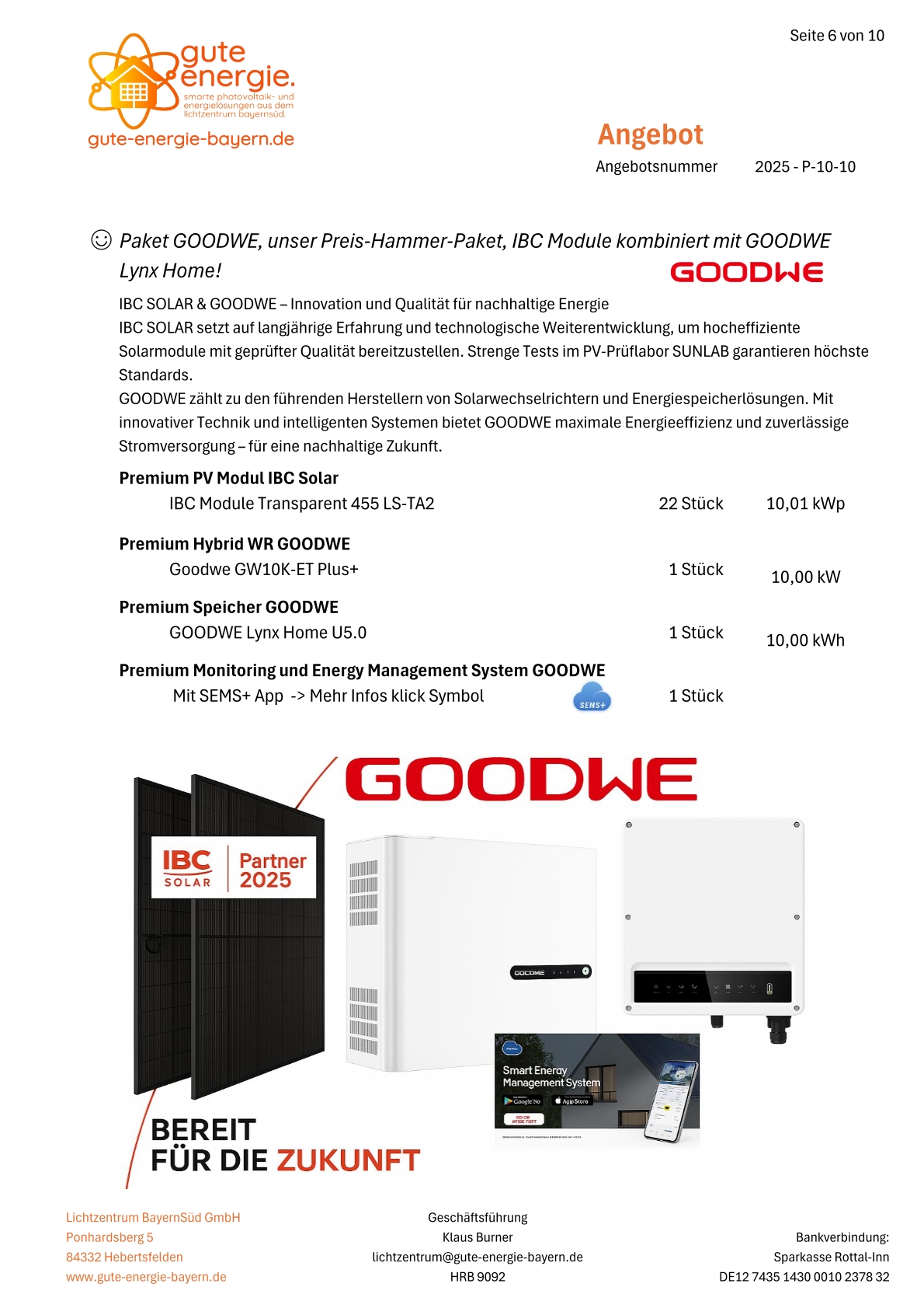 PV-Paket-Home "GOODWE & IBC Solar" 10,01 kWp mit 10 kWh Speicher