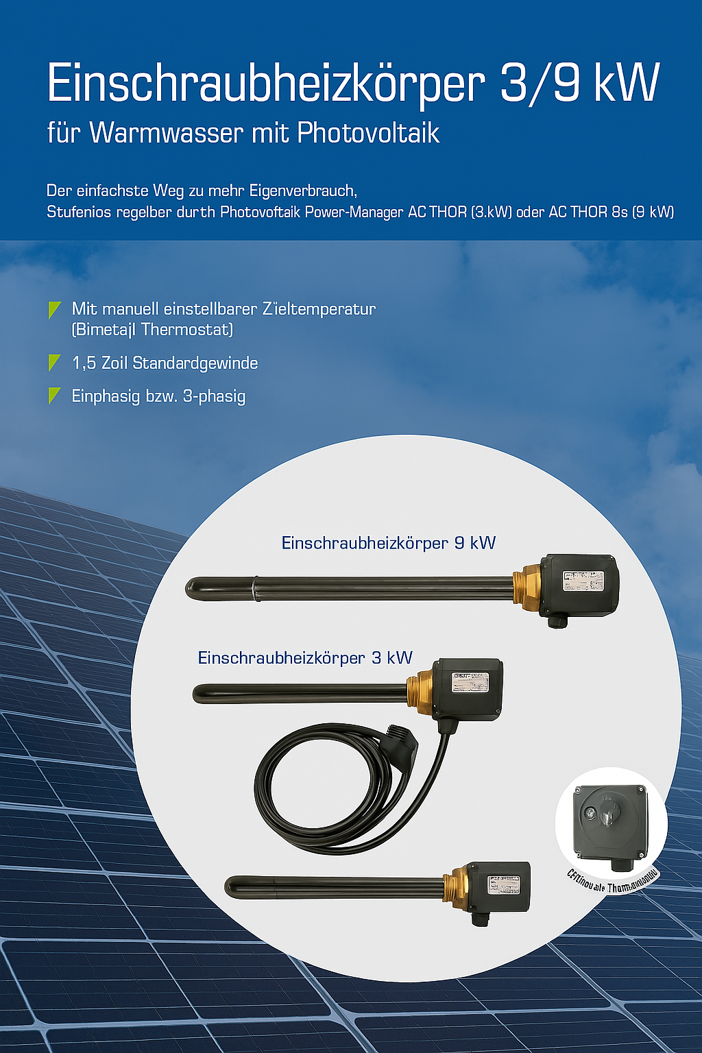 Einschraubheizkörper 3/9 kW
