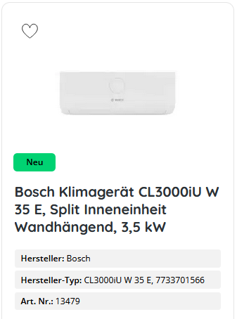 Bosch Klimagerät CL3000iU W 35 E