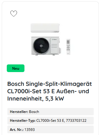 Bosch Single-Split-Klimagerät CL7000i-Set 53 E