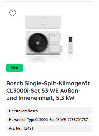 Bosch Single-Split-Klimagerät CL3000i-Set 53 WE