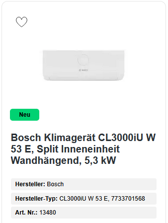 Bosch Klimagerät CL3000iU W 53 E