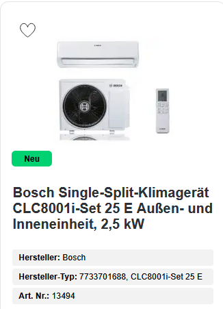 Bosch Single-Split-Klimagerät CLC8001i-Set 25 E