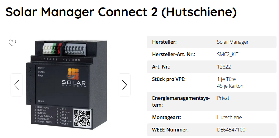 Solar Manager Connect 2 (Hutschiene)