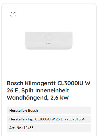 Bosch Klimagerät CL3000iU W 26 E
