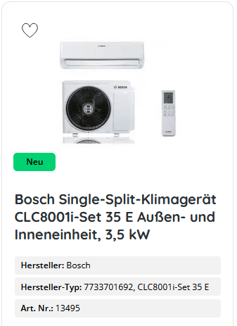 Bosch Single-Split-Klimagerät CLC8001i-Set 35 E