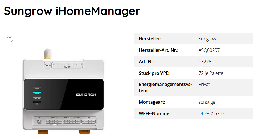 Sungrow iHomeManager
