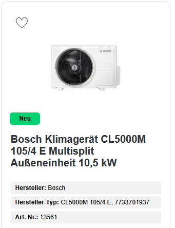 Bosch Klimagerät CL5000M 105/4 E Multisplit Außeneinheit