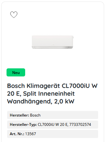 Bosch Klimagerät CL7000iU W 20 E